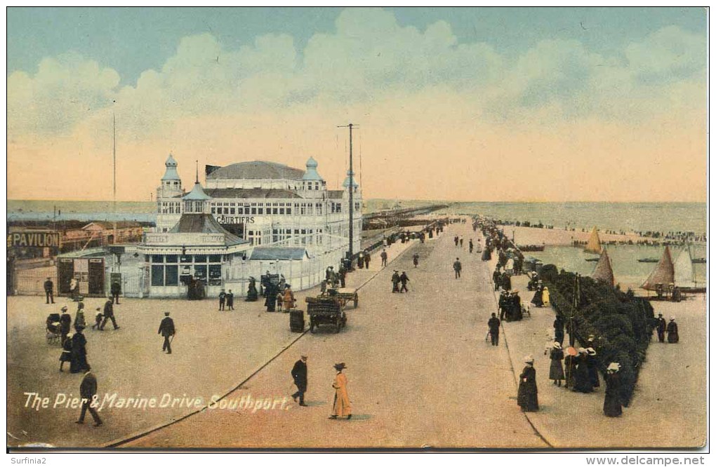 LANCS - SOUTHPORT - THE PIER AND MARINE DRIVE 1918 La2167 - Southport