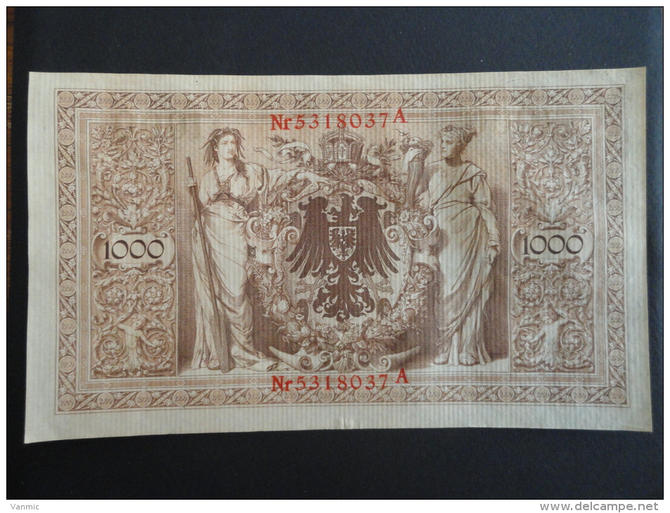 1910 A - 21 Avril 1910 - Billet 1000 Mark - Allemagne - Série A : N° 5318037 A - ReichsBanknote Deutschland Germany - 1.000 Mark