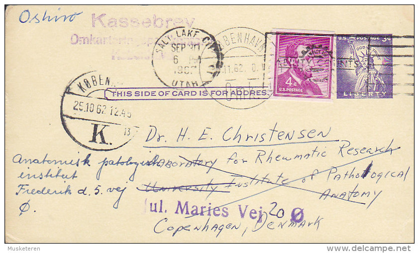 United States Uprated Postal Stationery Ganzsache To KØBENHAVN 1967 KASSEBREV Omkarteringskontor (2 Scans) - Ganzsachen