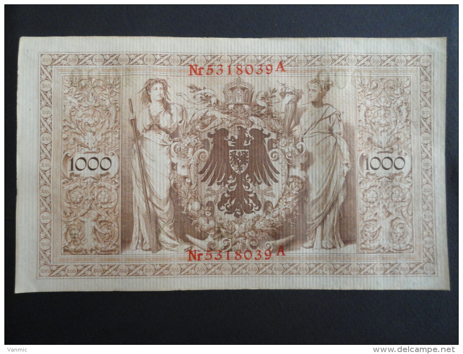 1910 A - 21 Avril 1910 - Billet 1000 Mark - Allemagne - Série A : N° 5318039 A - ReichsBanknote Deutschland Germany - 1000 Mark