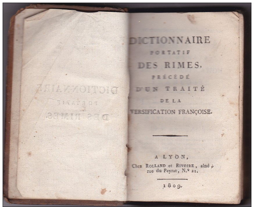 ANCIEN  DICTIONNAIRE DES RIMES- 1809 - - 1701-1800