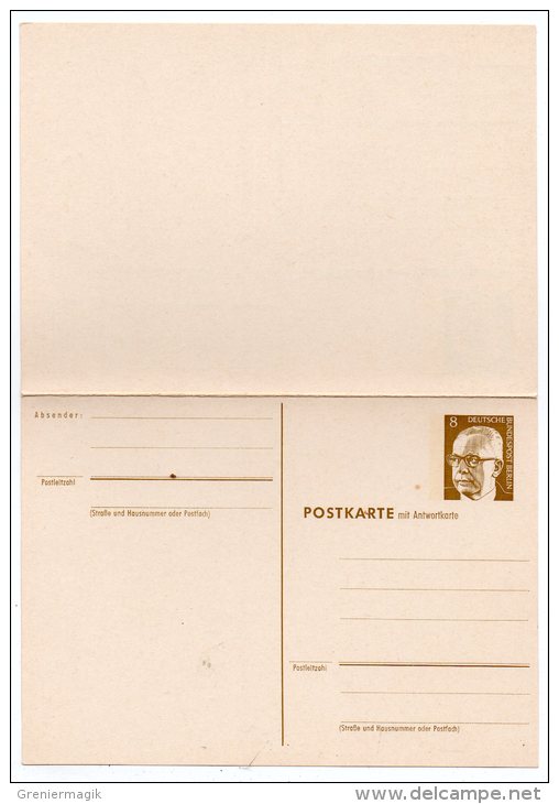 Entier Postal " Postkarte Mit Antwortkarte " 8 Pf - Berlin Deutsche Bundespost - Cartes Postales - Neuves