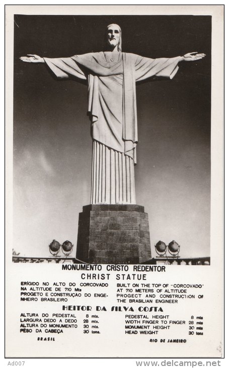 RIO De JANEIRO (BRESIL - BRASIL) - CP - Monumento Cristo REDENTOR - CHRIST STATUE - Rio De Janeiro