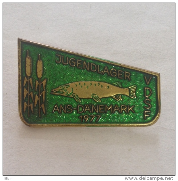 Badge Pin ZN000491 - Fishing Denmark Jugendlager 1977 VDSF - Other & Unclassified