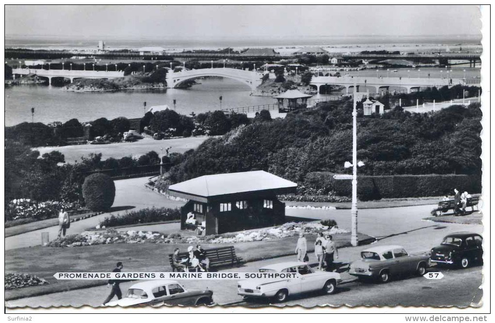 LANCS - SOUTHPORT - PROMENADE GARDENS AND MARINE BRIDGE RP La2183 - Southport