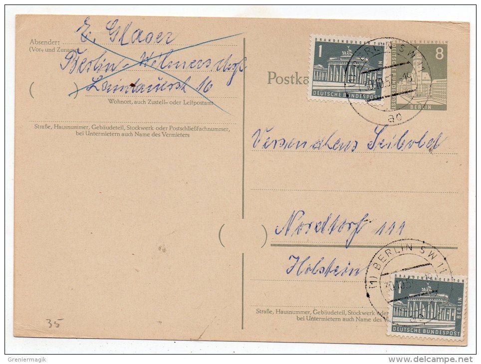 Entier Postal  8 Pf 1957 - DDR Berlin Deutsche Bundespost - Postcards - Used