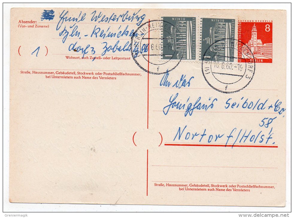 Entier Postal  8 Pf 1960 - DDR Berlin Deutsche Bundespost - Postkarten - Gebraucht