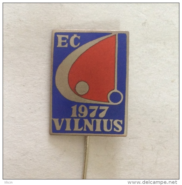 Badge Pin ZN000511 - Gymnastics Gimnastika Soviet Union (SSSR CCCP USSR) Lithuania Vilnius European Championships 1977 - Gymnastics