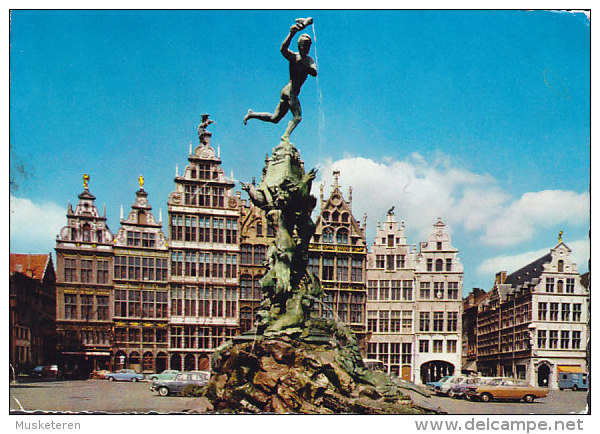 Belgium CPA Antwerpen Brabo Et Maisons De Corporation TROUVE A La Boite / In De Bus Gevonden To FARMINGTON United States - Briefe U. Dokumente