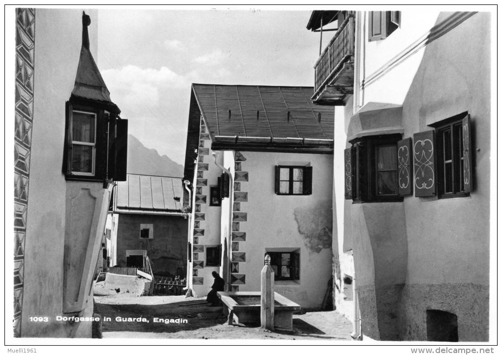 FOTO-AK,   Dorfgasse In Guarda,  Engadin , Ungel. 1957 - Guarda