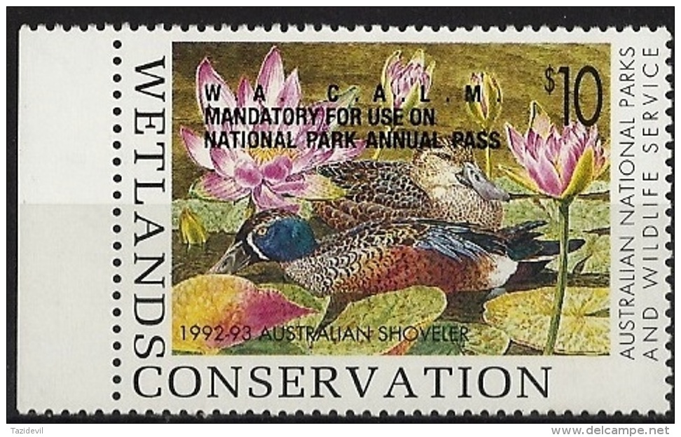 AUSTRALIA - 1992-3 $10 Wetland Duck Stamp. MNH ** - Cinderellas
