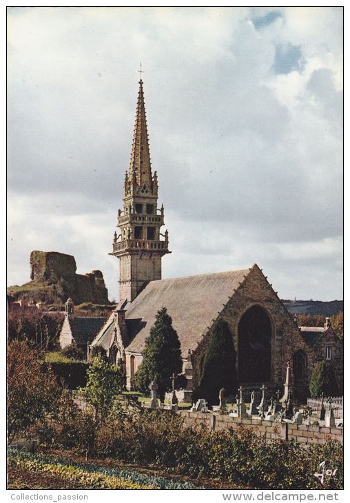 Cp , 29 , LA ROCHE-MAURICE , L'Église Du XVIe S. Et Les Ruines Du Vieux Château - La Roche-Maurice