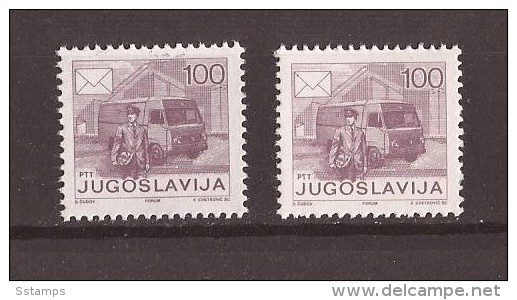 1986  JUGOSLAVIJA POSTA  CAMION  UV-lamp WHITE PAPER - PAPER GREY PERF- 13 1-4 GUM MAT-LUCID MNH - Post