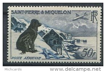 SAINT PIERRE MIQUELON 1957 - Chien Avion Polaire - Neuf AVEC Charniere (Yvert A24) - Ongebruikt