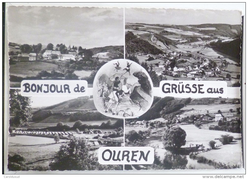 CP OUREN Bonjour De...  GRUSS Grusse Aus ...  Multi Vues SOUVENIR Le Village Le Camping Litho Centrale - Burg-Reuland