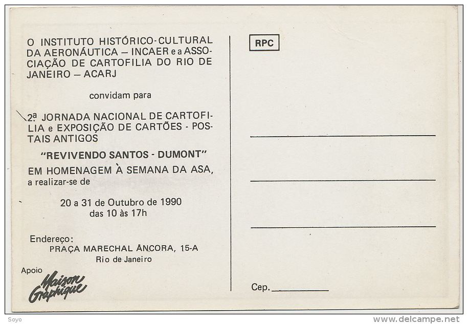 Santos Dumont Transportant Aeroplane En Auto Pub Expo Bresil Rio De Janeiro 1990 - ....-1914: Voorlopers