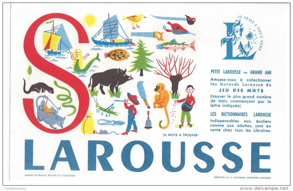 Buvard   -   LAROUSSE   Lettre  "  S  "   Jeu De Mots à Trouver - Papeterie