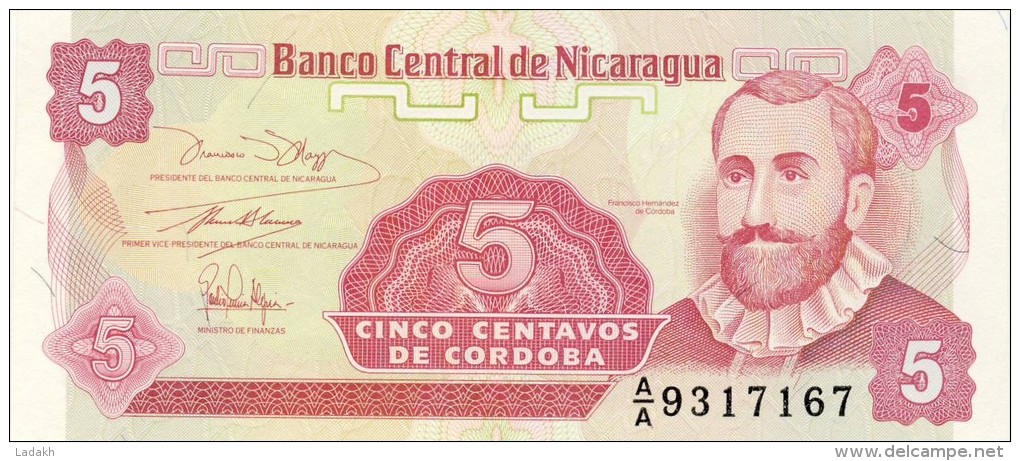 BILLET # NICARAGUA # 5 CENTAVOS DE CORDOBA  # 1991 # PICK 168 # NEUF # - Nicaragua