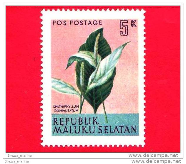 Etichette Di Fantasia -  1954 - Republik Maluku Selatan - Flora - Piante - Spathiphyllum Commutatum - 5 - Altri & Non Classificati