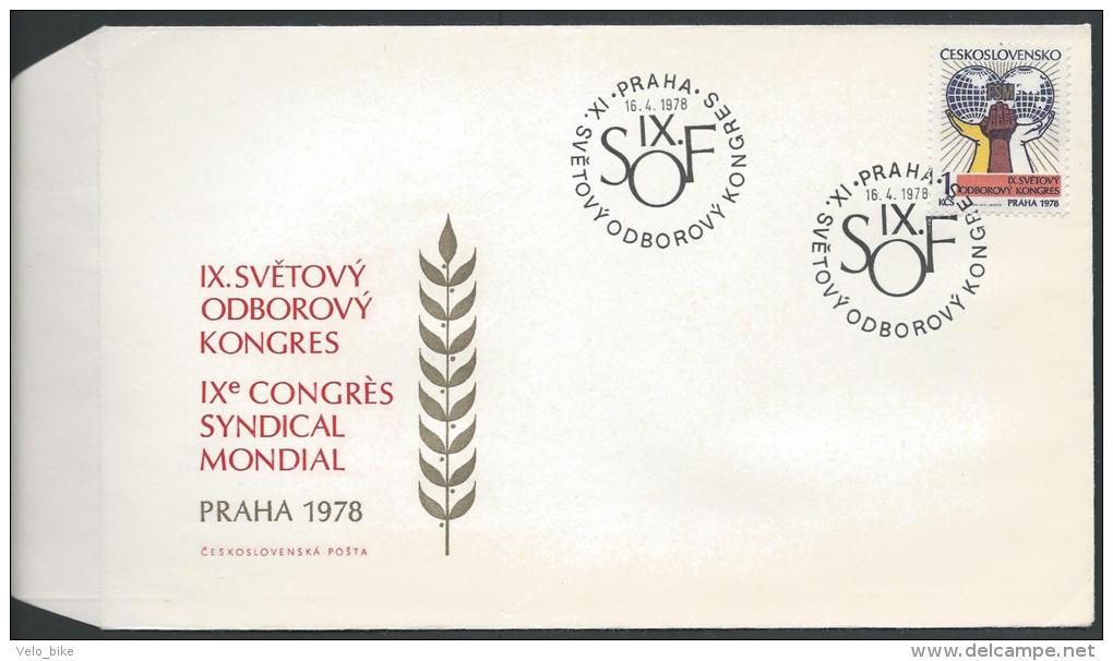 Czechoslovakia Catched FDC Special Cover World Trade Union Congres Globe - FDC