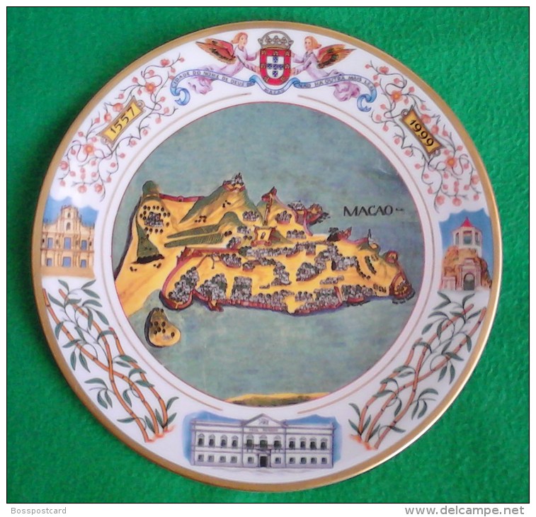 Macau - China - Prato De Porcelana Comemorativo Da Entrega De Macau à China Em 1999 (Edição Limitada) (raro) - Otros & Sin Clasificación