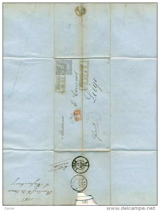 Conf All Nord - No 5 Sur Lettre De Ronsdorf Vers Liège Du 30/03/1868, Cachet "PD" & "Prusse Est 2", See Scan - Lettres & Documents