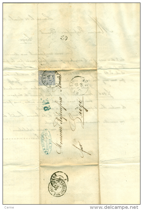 Conf All Nord - No 17 Sur Lettre De Hanau Vers Liège Du 14/12/1870, Cachet "PD" & "Allemagne Par Vervier", See Scan - Cartas & Documentos
