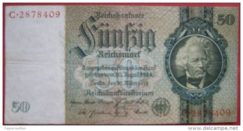 50 Reichsmark 1933 (WPM 182a) 30.3.1933 - 50 Reichsmark