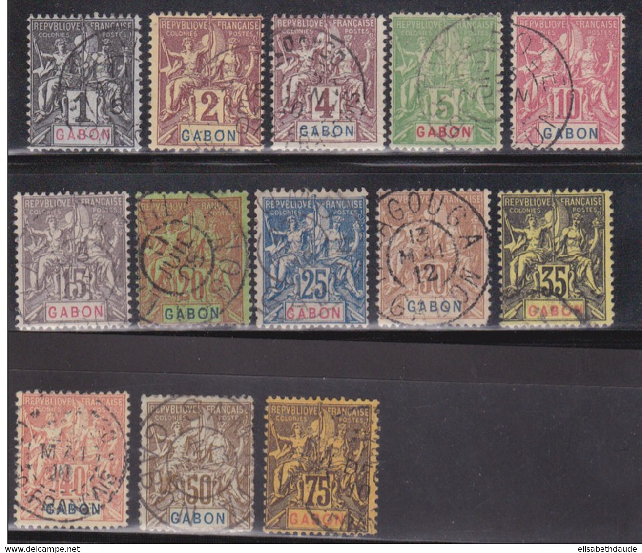 GABON - YVERT N° 16/26 + 28/29 OBLITERES - COTE = 183 EUR. - GROUPE - Used Stamps