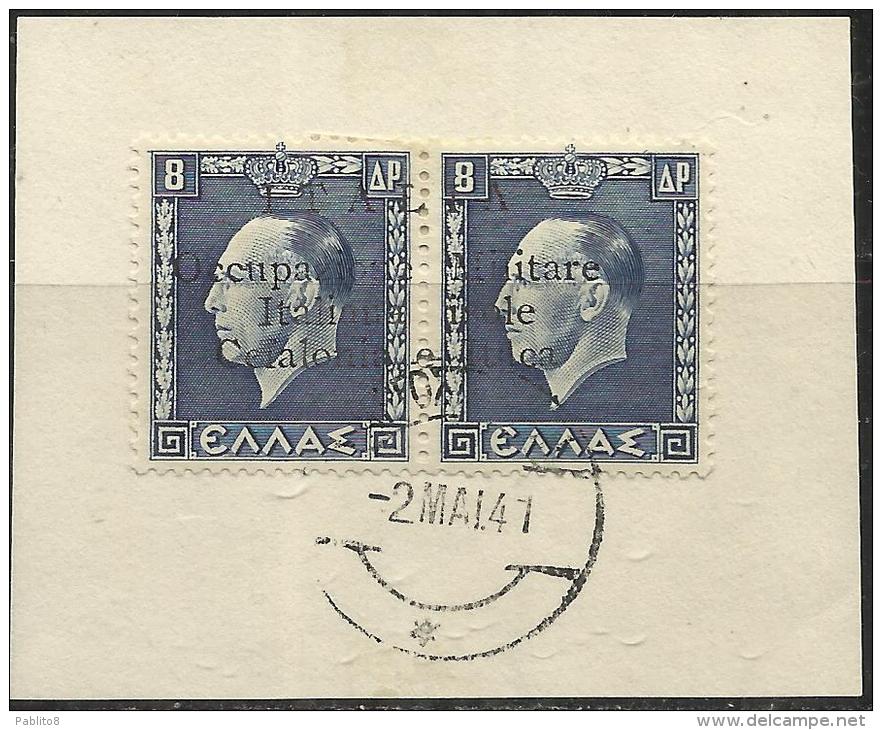 OCCUPAZIONE ITALIANA CEFALONIA E ITACA KEPHALONIA ITHACA 1941 KING GEORGE II RE GIORGIO ARGOSTOLI 8 + 8 D USED USATO - Cefalonia & Itaca