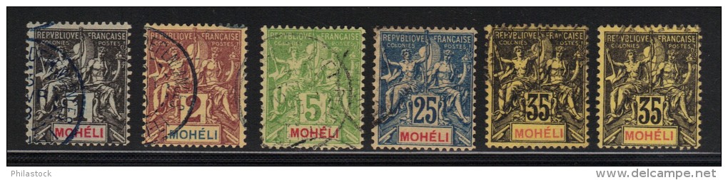 MOHELI N° Entre 1 & 9 Obl. + Nuance - Nuovi