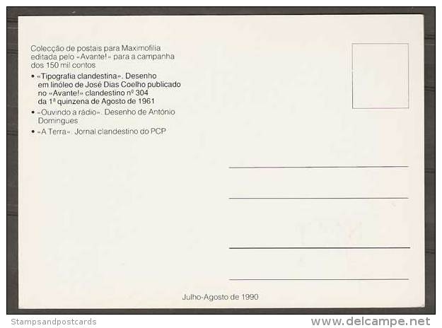 Portugal Carte Maximum Parti Communist 1990 Typographie Maximum Card Communist Party Typography - Tarjetas – Máximo