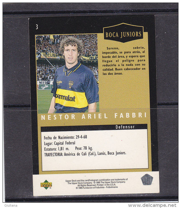 Cards  Nestor Ariel FABBRI  Difensore Boca Jrs (Argentina) - Trading Cards