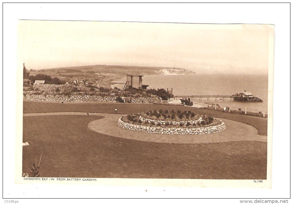 CPA :Isle Of Wight - Sandown  Bay - I W From Battery Garden : Jardin , Mer - Pont .... - Sandown