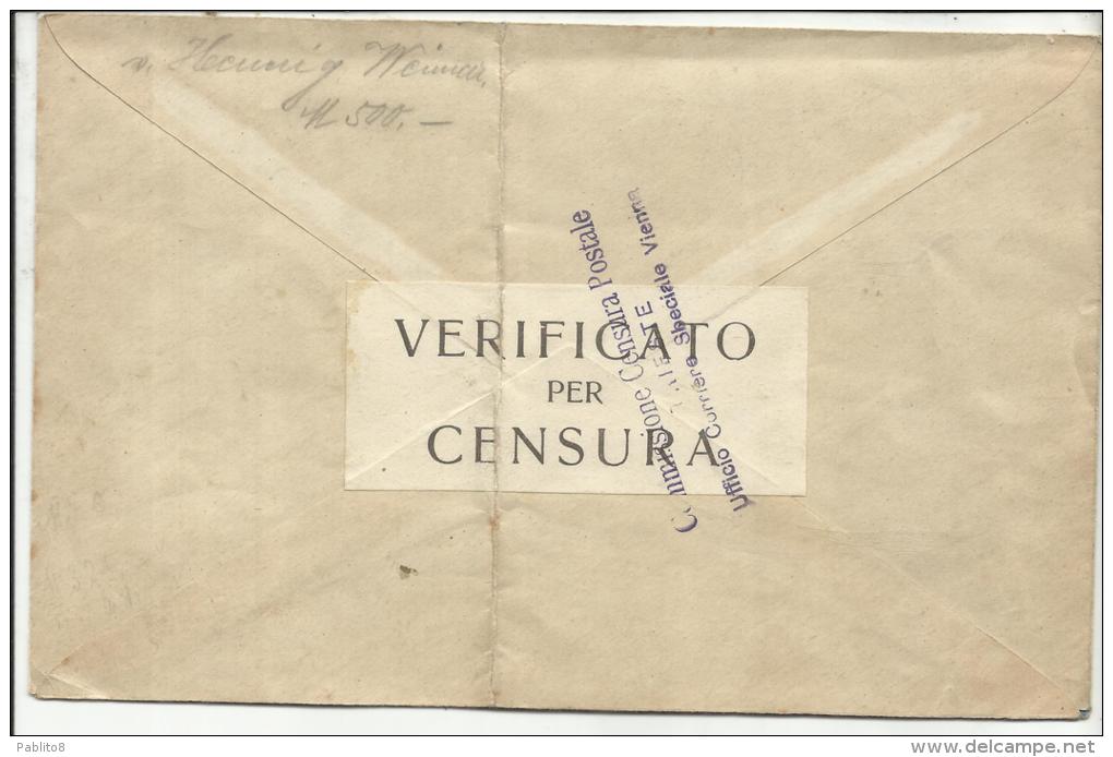 VENEZIA GIULIA 9 - 11 - 1918 LETTERA VERIFICATO PER CENSURA LETTER - Vénétie Julienne