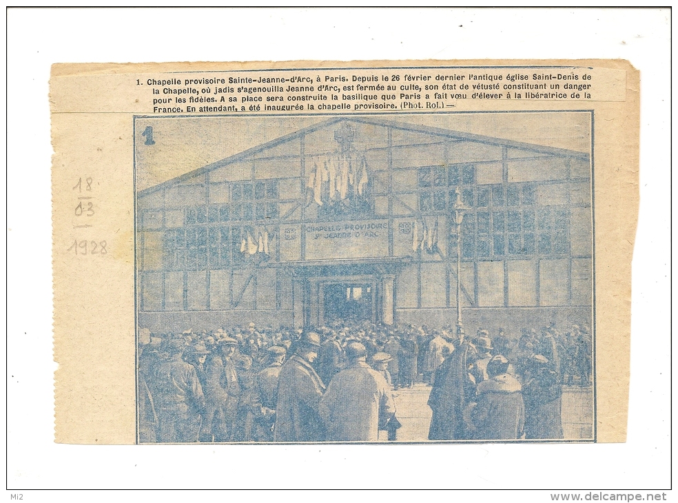 Pelerin 1928  Chapelle Provisoire Sainte Jeanne D'arc Paris - Non Classés