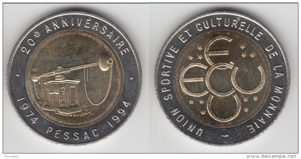 ** 2 ECU DE PESSAC BIMETALLIQUE - 20ème ANNIVERSAIRE 1974-1994 - PRECURSEUR EURO - EURO DES VILLES ** ACHAT IMMEDIAT !!! - Euros Des Villes