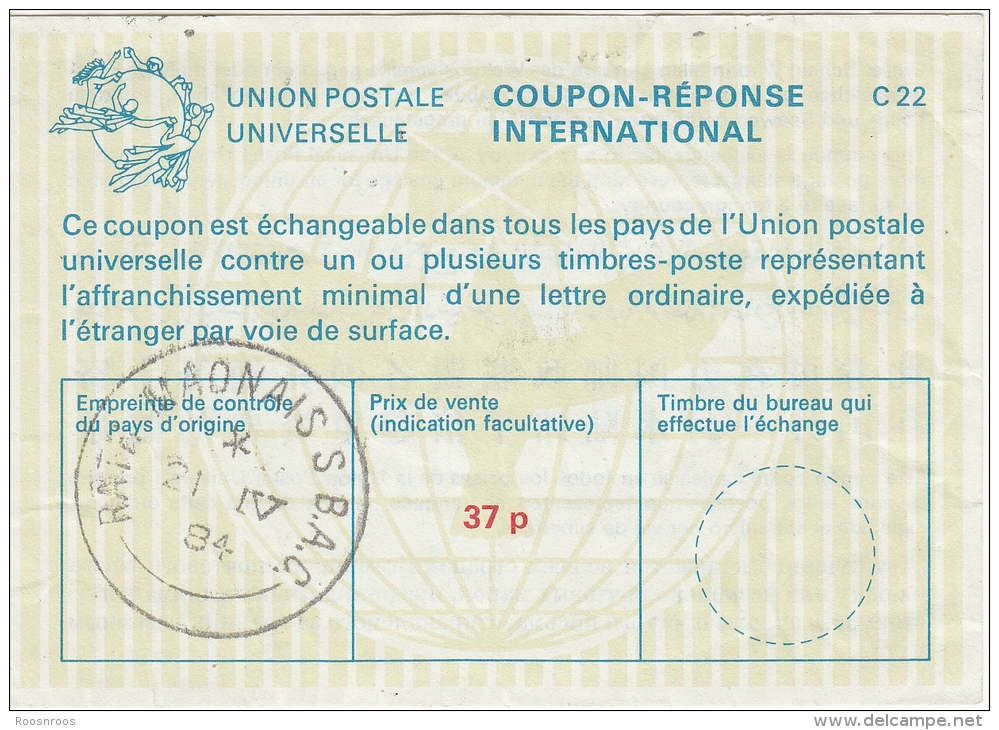 COUPON REPONSE INTERNATIONAL INTERNATIONAL REPLY COUPON  37 P IRLANDE RATH MAHONAIS DUBLIN 1984 - Enteros Postales