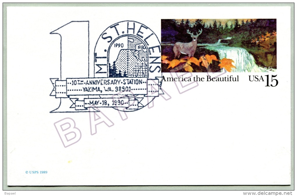 Carte Entier Postal Etats-Unis - America The Beautiful - 10è Anniversaire Station Yakima (JS) - 1981-00