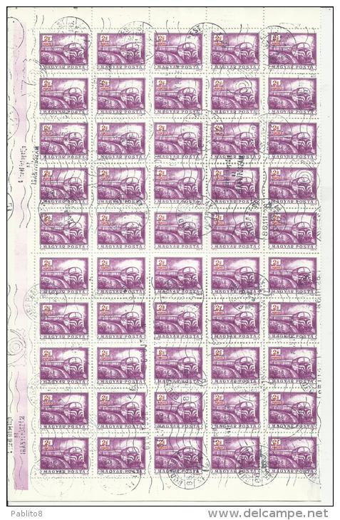 HUNGARY - UNGHERIA - MAGYAR 1973 TRAIN  Communication, Postal, POSTAGE DUE STAMPS. Postal Operations SHEET USED. - Feuilles Complètes Et Multiples