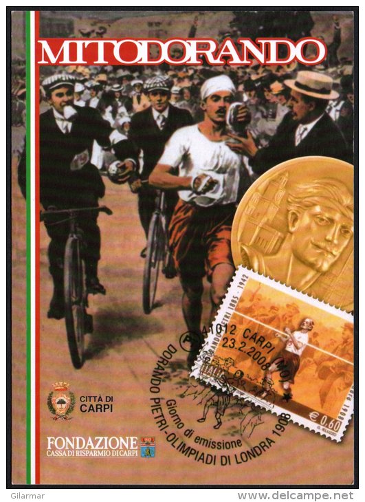 OLYMPIC GAMES 1908 / ATHLETICS - ITALIA CARPI 2008 - CENTENARIO MARATONA DORANDO PIETRI - MOSTRA FILATELICO/NUMISMATICA - Verano 1908: Londres