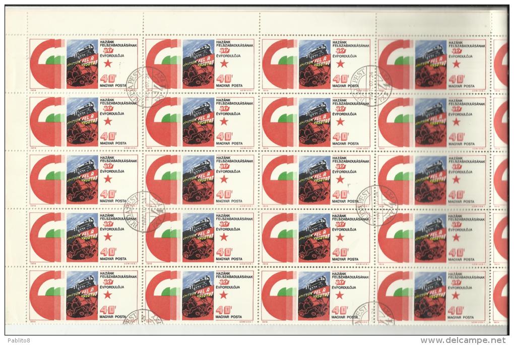 HUNGARY - UNGHERIA - MAGYAR 1975 40th ANNIVERSARY OF THE LIBERATION SHEET OF 50 STAMPS - FOGLIO DI 50 USED - Fogli Completi