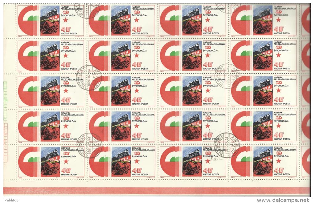 HUNGARY - UNGHERIA - MAGYAR 1975 40th ANNIVERSARY OF THE LIBERATION SHEET OF 50 STAMPS - FOGLIO DI 50 USED - Ganze Bögen