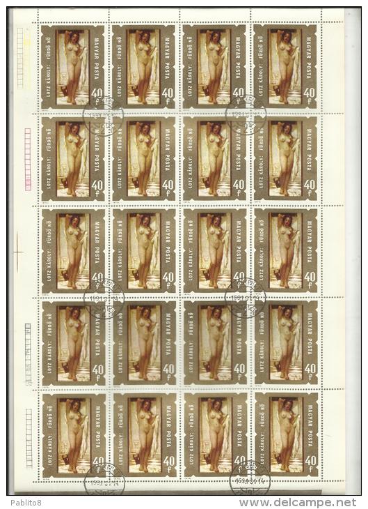 HUNGARY - UNGHERIA - MAGYAR 1974 PAINTING LOTZ KAROLY SHEET FOGLIO USED USATO - Feuilles Complètes Et Multiples