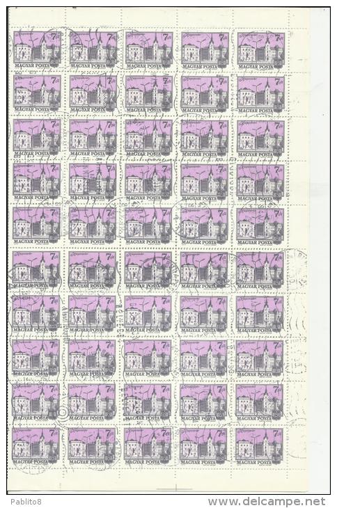 HUNGARY - UNGHERIA - MAGYAR 1973 DEFINITIVE STAMP TOWN KAPOSVAR - CITTA´ SHEET USED FOGLIO USATO - Full Sheets & Multiples