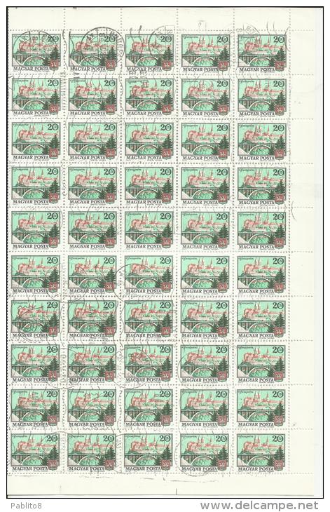 HUNGARY - UNGHERIA - MAGYAR 1973 DEFINITIVE STAMP TOWN VESZPREM - CITTA´ SHEET USED FOGLIO USATO - Feuilles Complètes Et Multiples