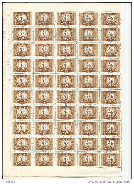 HUNGARY - UNGHERIA - MAGYAR 1965 1969 DUE POSTAGE PORTO 4 FT NUMERAL TASSE CIFRA SHEET USED FOGLIO USED - Emisiones Locales