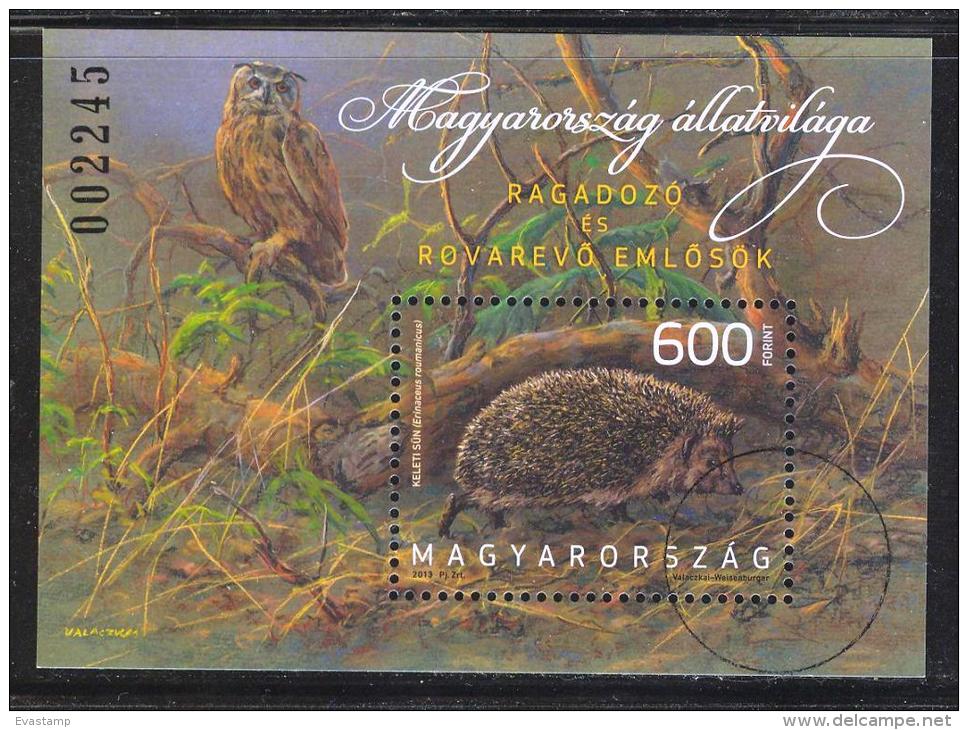 HUNGARY-2013. SPECIMEN - Souvenir Sheet - Hungarian Animals (Owl, Hedgehog) Mi:Bl.355. - Essais, épreuves & Réimpressions