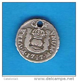 ESPAÑA - 1/2 Real 1747 M - Mexico - Perforacion - PLATA - First Minting