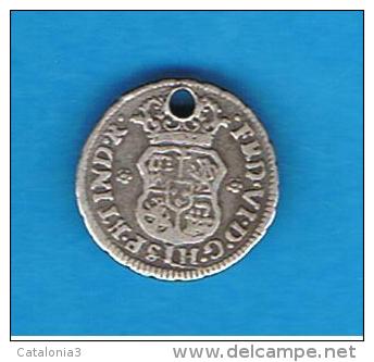 ESPAÑA - 1/2 Real 1747 M - Mexico - Perforacion - PLATA - First Minting